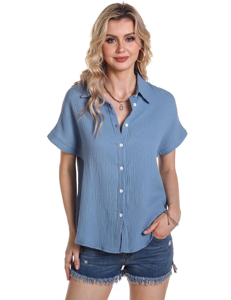 Europäischer & Amerikanischer Stil Damen Einfarbig Kurzarm Locker Bluse T-Shirt, 2025 Kollektion