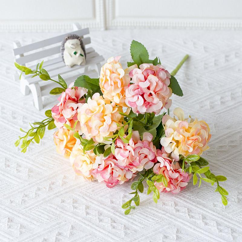 

35cm Pink Rose Silk Bouquet Hydrangea Artificial Flower 10Heads for Wedding Table Vase Home Decoration Mother s Day Gifts 35cm розовый