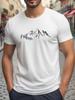 White Short-Sleeve T-Shirt with Mountain Pattern for Casual Wear In Summer and Spring