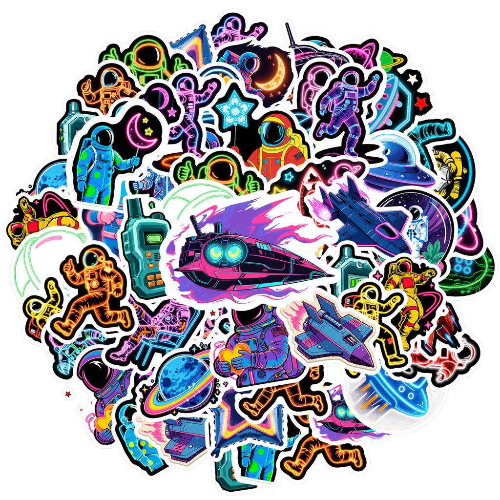 35pcs-100pcs Playful Planets Stickers Neon UFO Graffiti Decals DIY Stickers For Laptop Motorcycle Luggage Phone Guitar Laptop