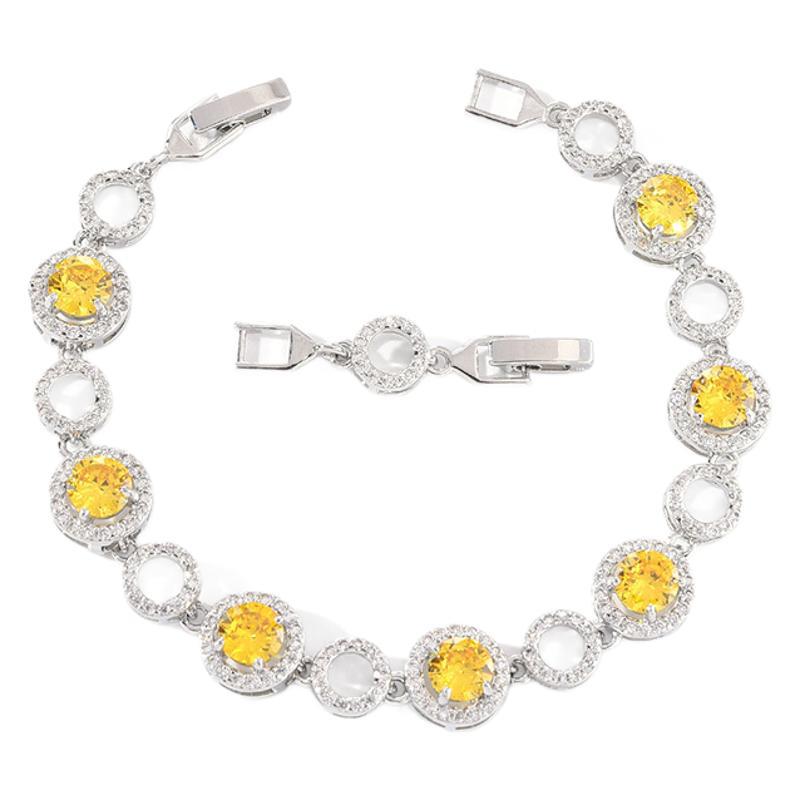 Popular Jewelry Accessories Colored Zircon Jewelry Bracelet Brass Plated Platinum Handmade