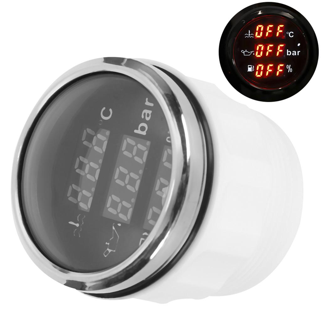 2in 3-In-1 Messgerät Kühlwassertemperatur Öldruck Kraftstoffstandsanzeige Europäischer Standard 0-190 Ohm