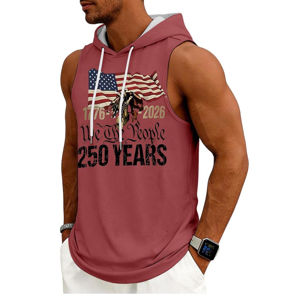 Men's Tank Top Gym Sleeveless Hoodie Shirt Washed Sports Muscle Shirts Fitness Vest With Hood