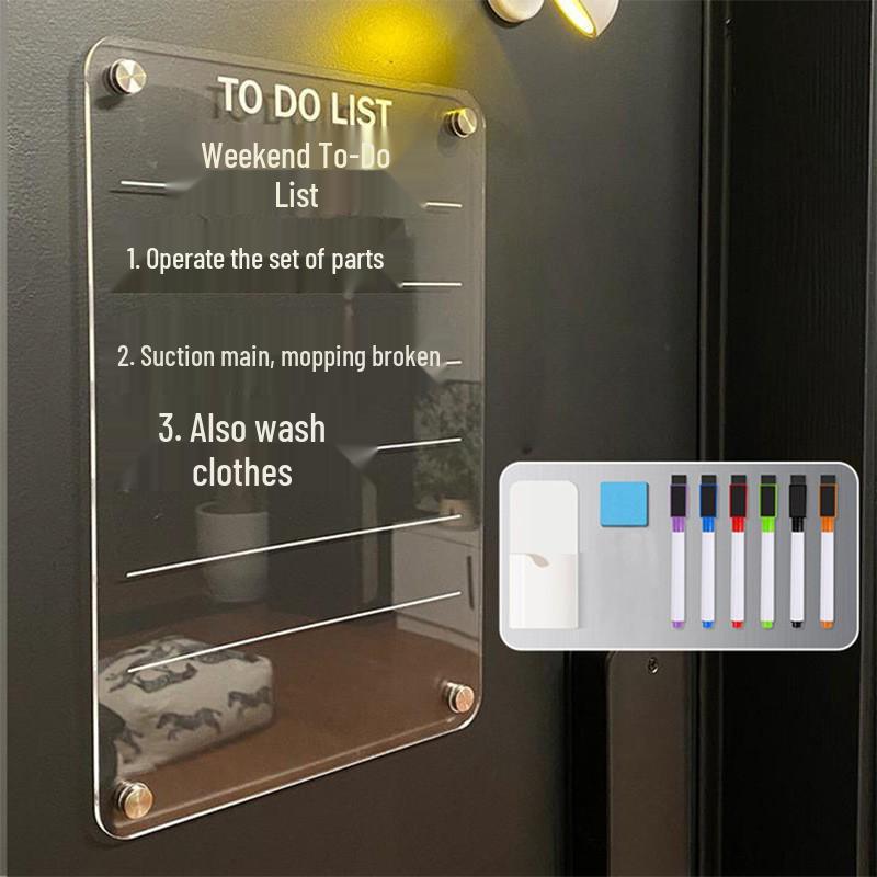 Clear Magnetic Acrylic Double-Layer Dry Erase Board for Refrigerator