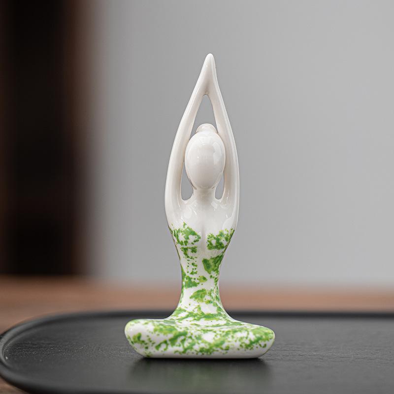 Ceramic Yoga Girl sculptures and figurines Creative Zen Home Room Office Yoga Room Table decoration and accessories