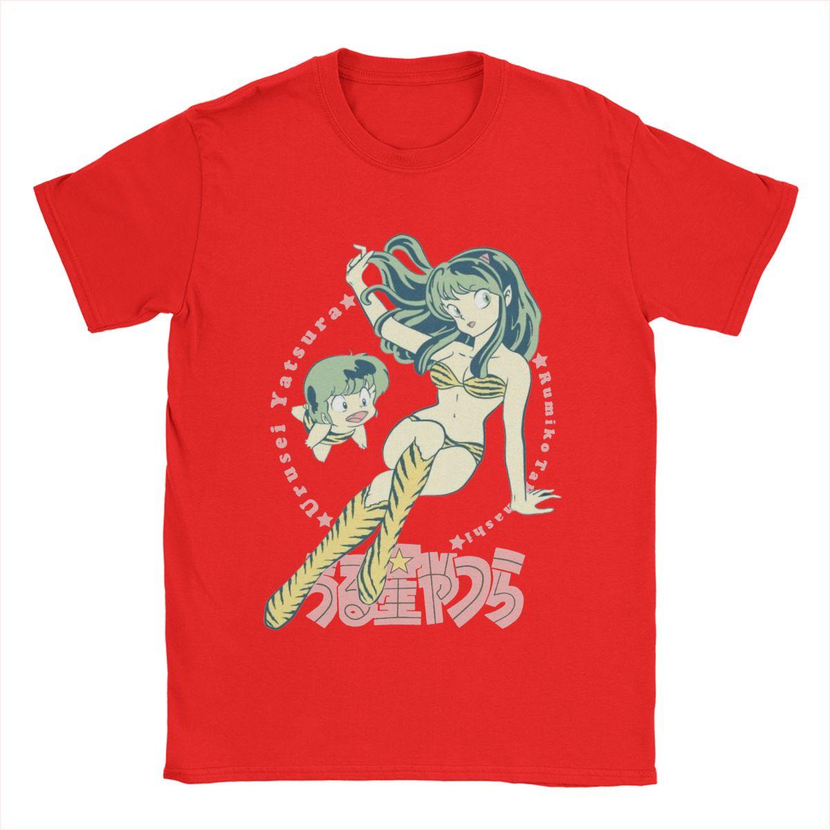 Lum Ran Ataru Urusei Yatsura Мужские футболки Аниме Смешные футболки Футболка с коротким рукавом и круглым вырезом Хлопковая графическая одежда S