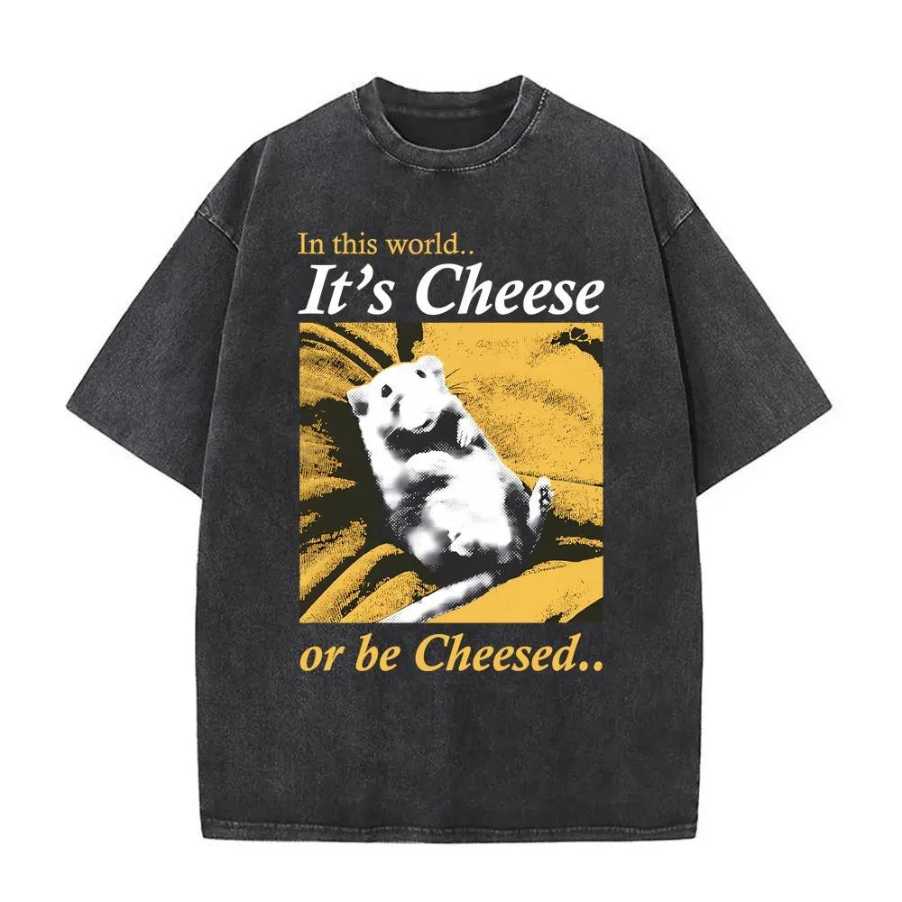 

YK Unisex Vintage O Neck T Shirt Funny Japanese Rat Cheese Devouring Machine Graphic Oversized Casual Comfortable Durable 2XL