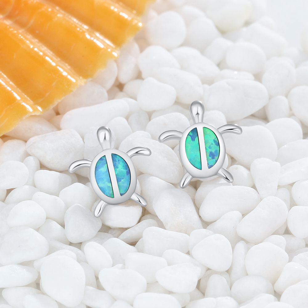 Women's Summer Opal Turtle Earrings