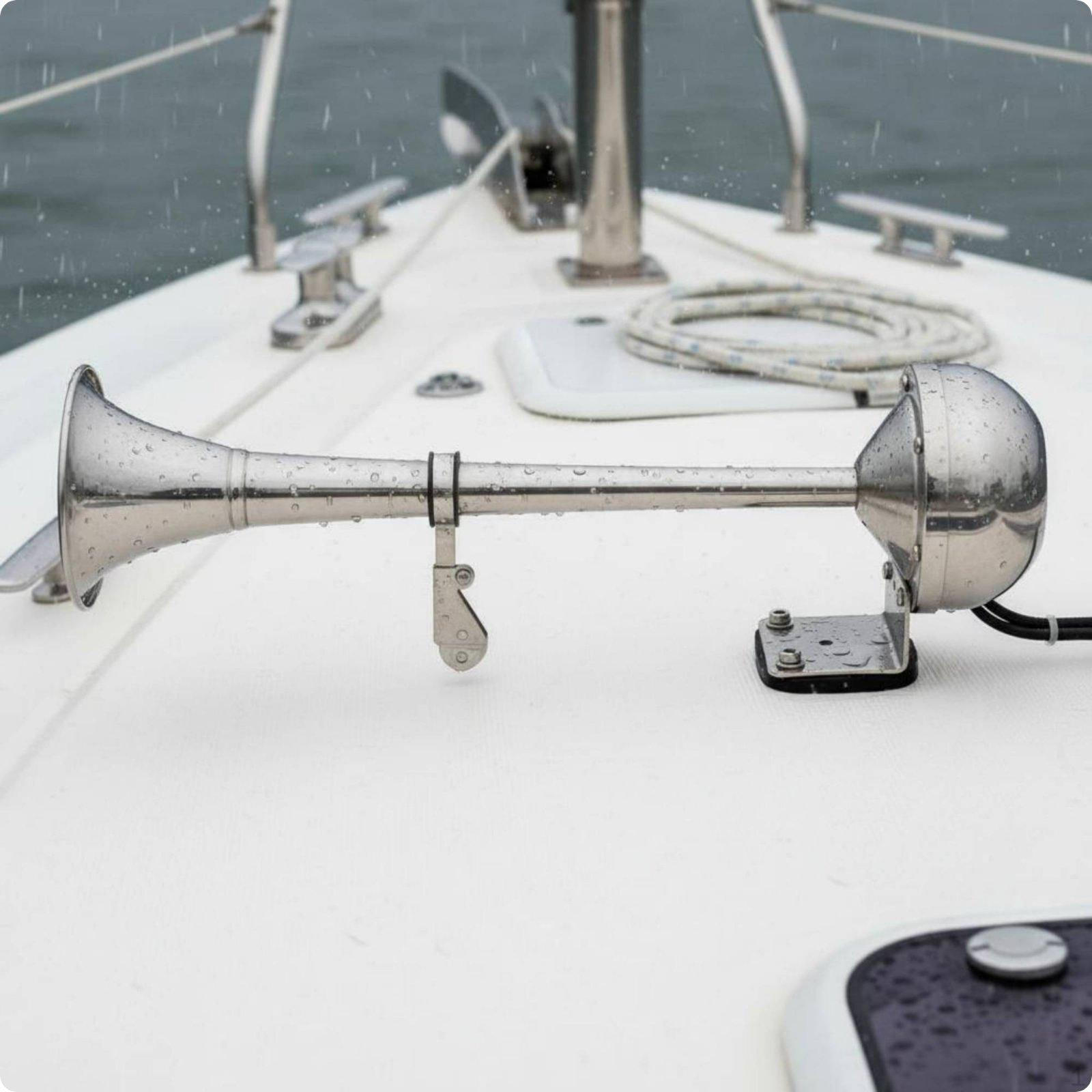 Electric Boat Alarm Marine Powerful Sound Stainless Steel Trumpet Single Tube 12V Single Tube 12V