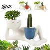 Vaso Artistico in Resina per Succulente Piantavasi Faccina Sorridente Divertente Ragazzo Pigro Sdraiato Pianta con Drenaggio Fioriera Giocosa Piante Piccole Fori Stravagante