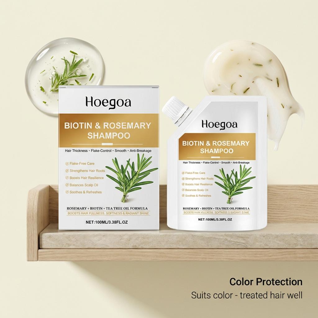 Biotin Rosmarin Shampoo, Sanfte Reinigung, Feuchtigkeitsspendend Glättend Nährend, Tägliche Haarpflege für Weiche Seidige Strähnen