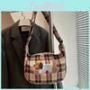 Fashionable Soft Plaid Canvas Shoulder Bag Large Tote Bag With Zipper Closure Perfect For Daily Wear