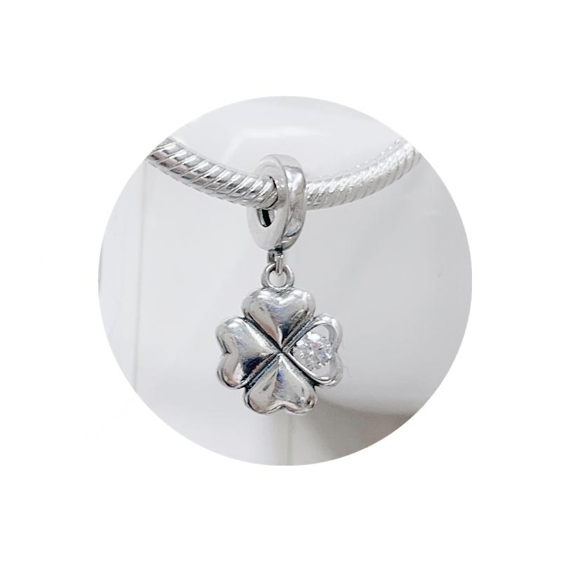 Diy Women Jewelry Gifts Lucky Four-Leaf Clover Heart Charm Beads Fit Original European Bracelets Necklace Accessories