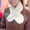 Autumn And Winter New Plush Imitation Rabbit Hair Pearl Buttons Fur Scarve Solid Colour Versatile Scarve Fashion Women's Scarve
