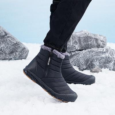 Men Snow Boots Outdoor Warm Shoes Men's Winter Plush Ankle Boots Waterproof Men's Boots Zips Black Footwear Men Winter Shoes
