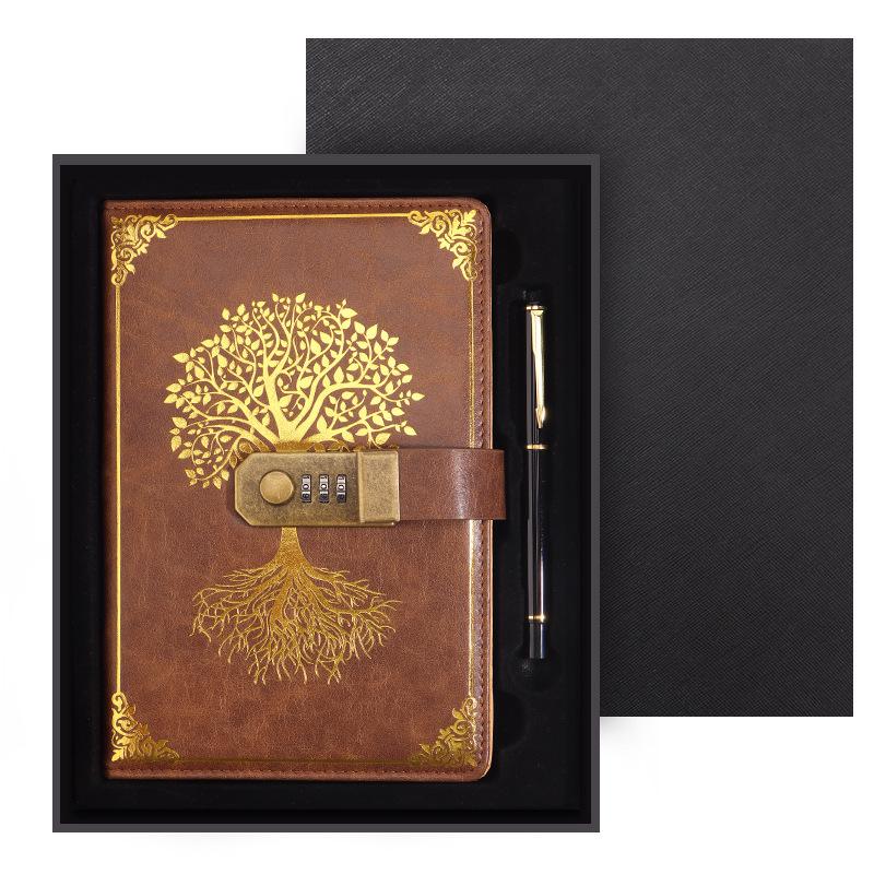 Set Regalo Quaderno Password A5 - Registro Riunioni d'Affari d'Ufficio & Diario Vintage con Logo Personalizzabile.