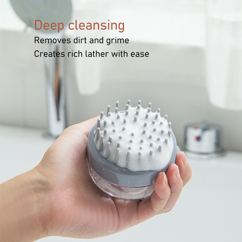 2pcs Bath Body Brush Round Shaped Fine Teeth Rich Foam Deep Cleansing Silicone Shower Brush Grey Pink