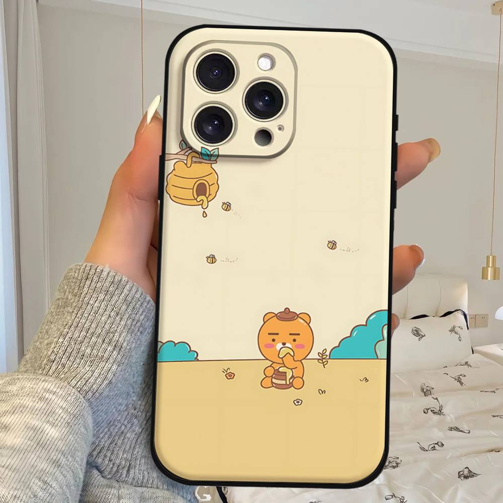 Cartoon K-kakao Cute Friends Phone Case For IPhone 1716 15 14 13 Pro Max 11 12 Mini X Xs XR Black Silicone Cover