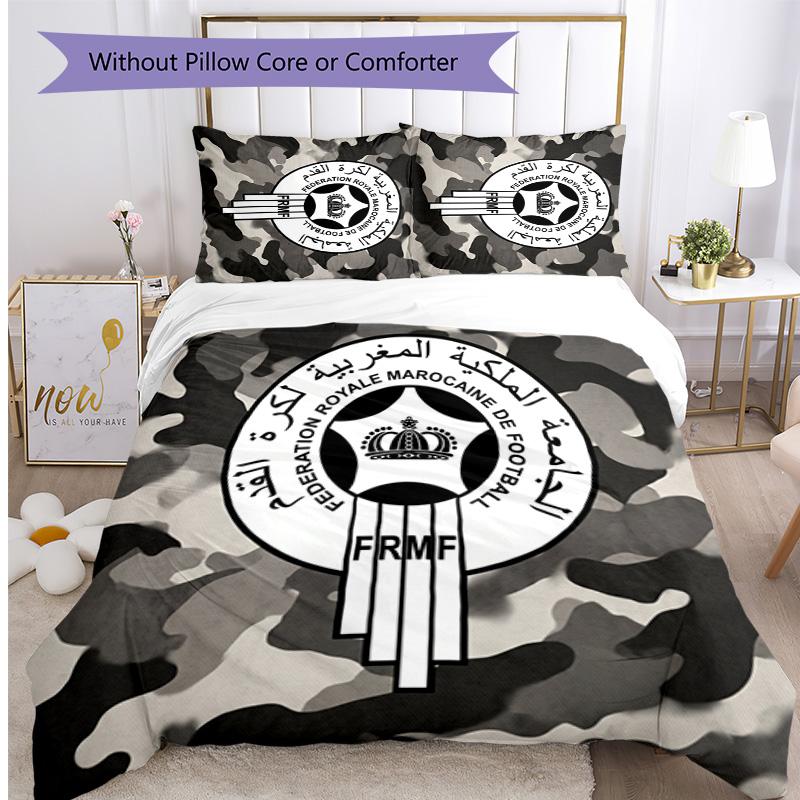 Set Biancheria da Letto Stampata Calcio Marocco 3 Pezzi Set Copriletto Accogliente Traspirante come Regalo per Inaugurazione Casa Vacanze