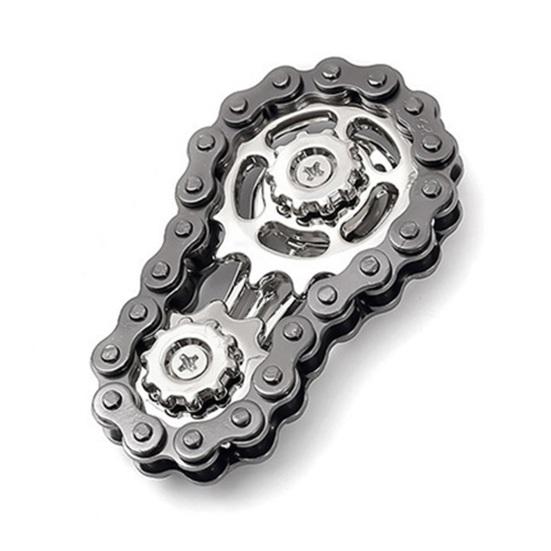 Gear Chain Fidget Spinner Toy Stress Anxiety Relief Zinc Alloy Gear Fingertip Toy Home Office Worker Relaxation Spinning Gear Chain Desk Toy
