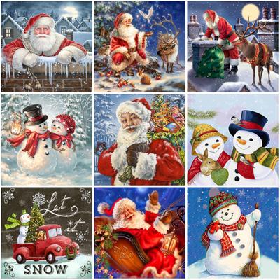 Pittura Diamante 5D Fai da Te Babbo Natale Trapano Tondo Completo Regalo di Natale Ricamo Diamante Punto Croce Kit Mosaico Arte Decorazione Casa