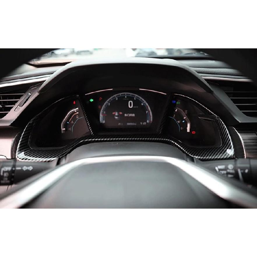 Car Accessories Fit for Honda Civic 10th Gen 2016-2021 ABS Interior Dashboard Frame Dial Cover Trim (Carbon Fiber) 1PC Set