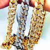 Unisex 20mm Hip Hop Bracelet Zircon Inlaid Cuban Chain Gold Plated Zinc Alloy Original Design Trendy Bestseller Anniversary