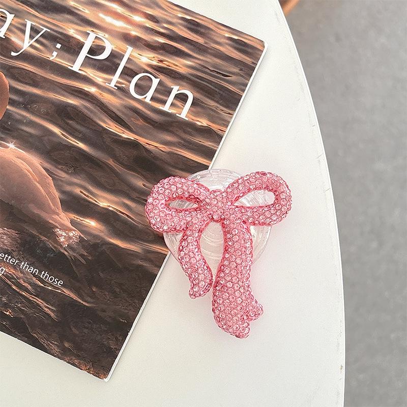 Luxury Rhinestone Bow Mobile Phone Holder: Telescopic, Magnetic, and Foldable for Japanese and Korean Girls