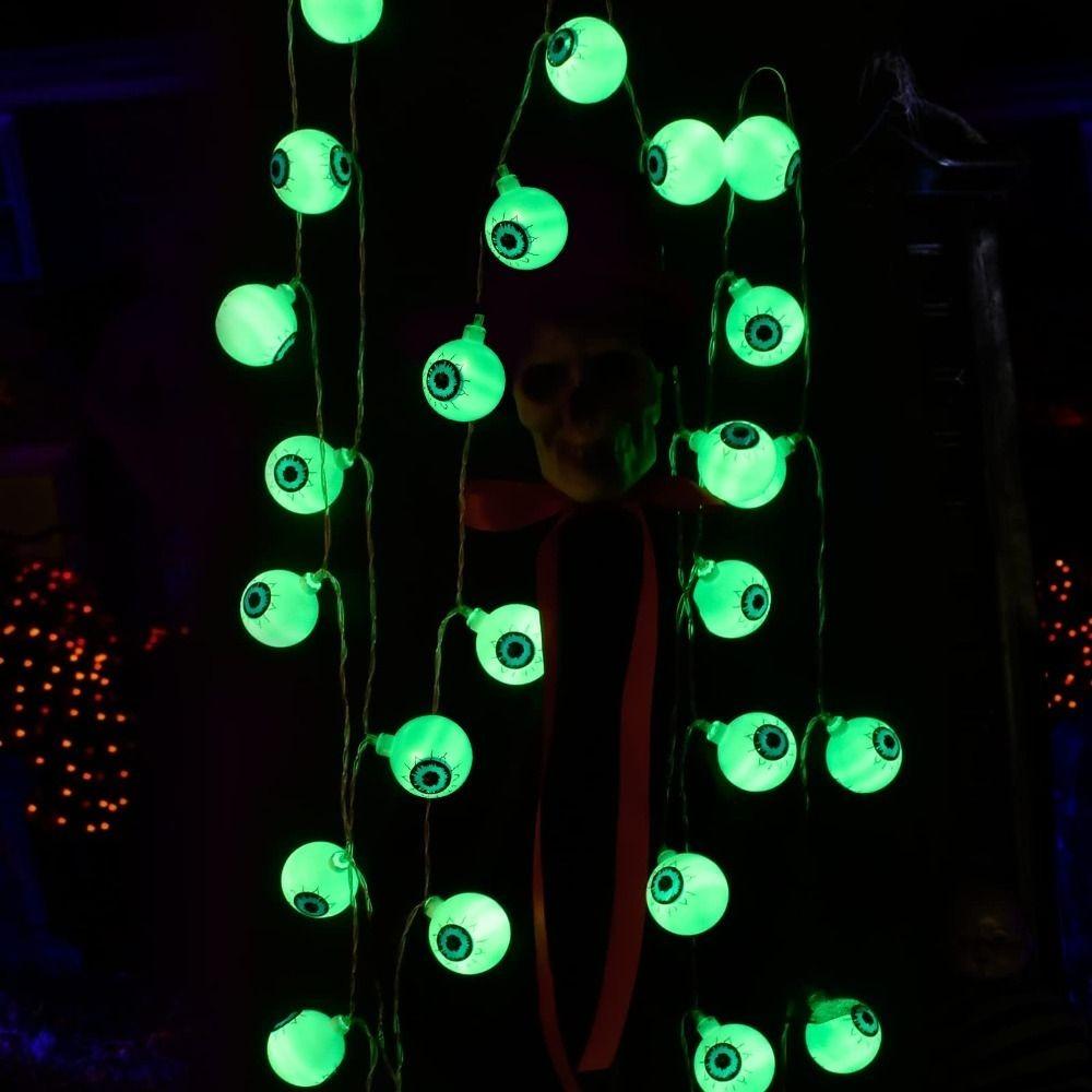 Colorful Eyeball String Lights Ten Glowing Eyeball Hanging Lamp Unique Luminous Eyeballs Halloween