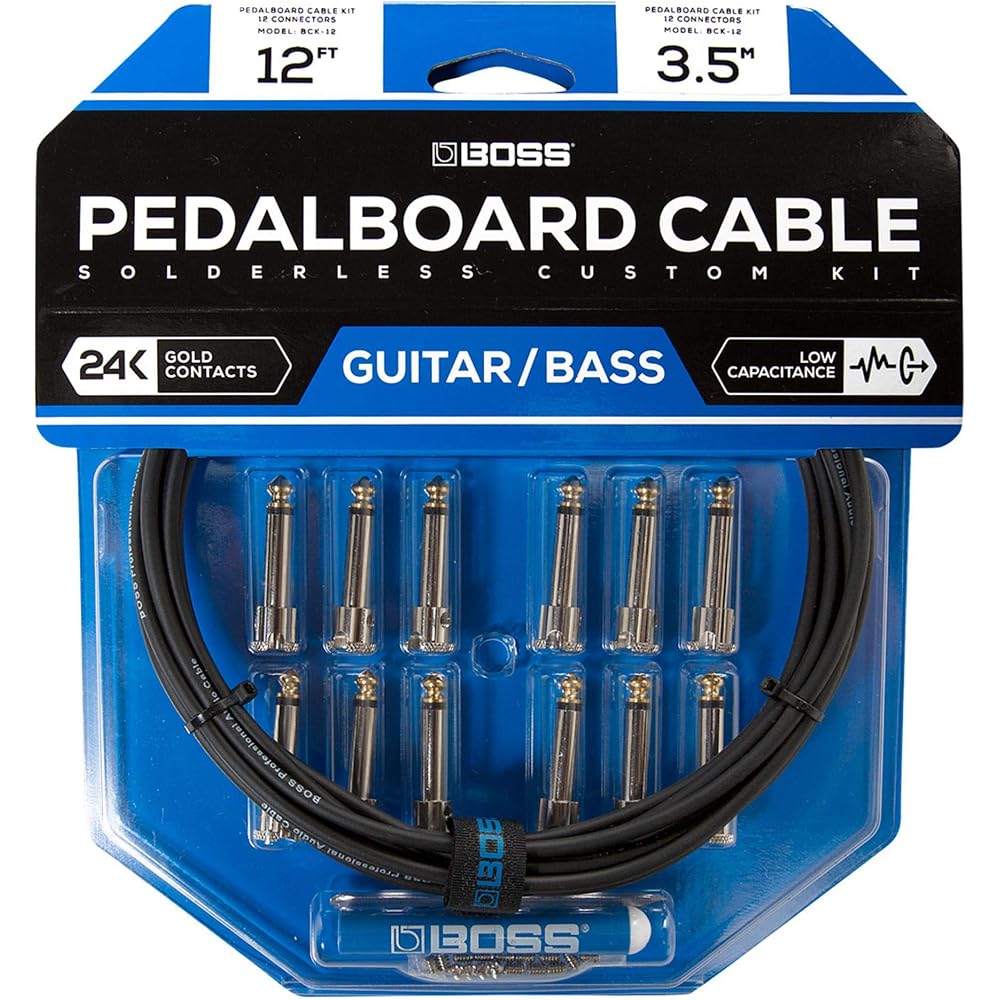 BOSS BCK-12 Solderless Cable Kit 3.5m Cable 12 Plugs Patch Cables for Pedalboard Effect Board