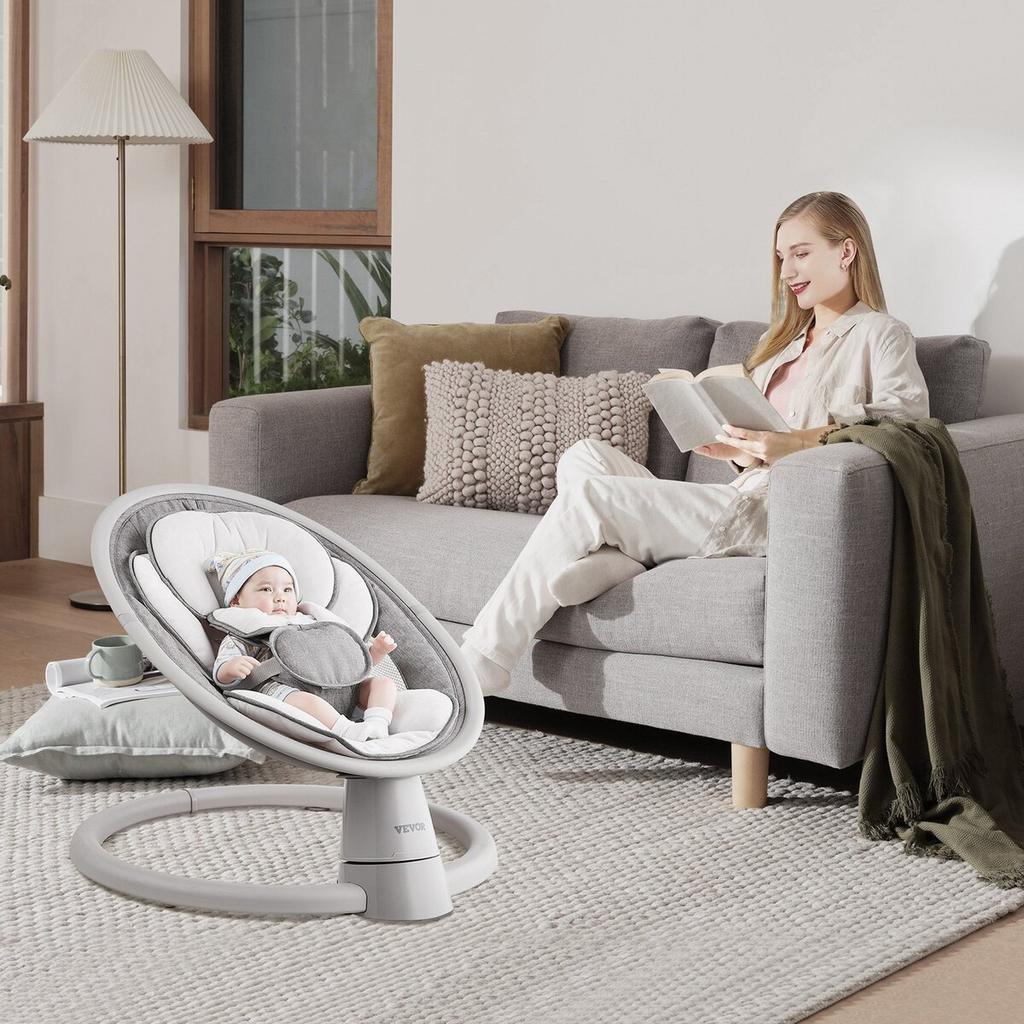 Baby Swing for Infants 5 Speeds Remote Control Bluetooth Lullabies Cushion