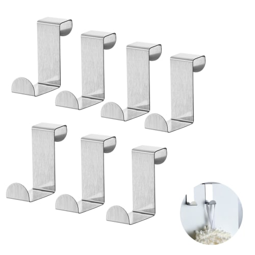 SZSL Door Hooks, Set of 7, Z-Shaped, Fits Doors 2.0cm/4cm Wide, Stainless Steel Door Hangers, Hooks, Hanger Holders for Doors, Doors, and Drawers, Eas