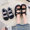 Sports Sandals Girl 2025 New Summer Fairy Wind Platform Muffin Shoes Velcro Sequins Seaside Beach Shoes
