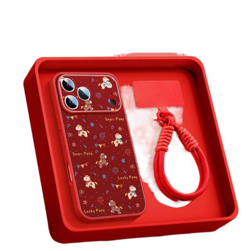 Applicable to iPhone11 mobile phone case, new Apple 11promax case 11pro, red cover 11pro with lanyard.