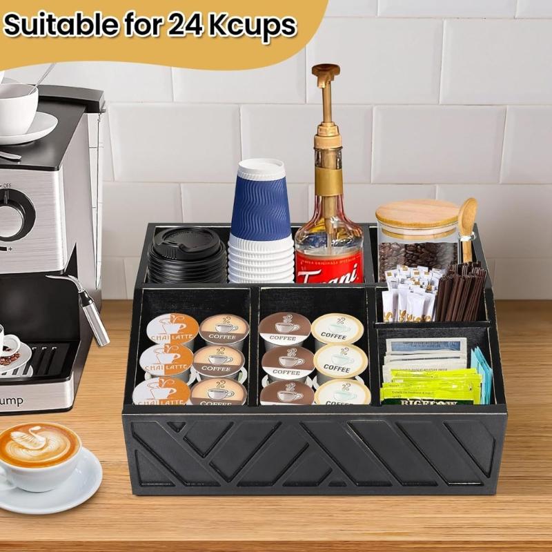 Multipurpose Coffee Organizers with Engraved Designs Portable Accessory for Creating Clean Coffee Bar Environment