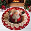 Christmas Santa Claus Round Doormat, Welcome Holiday Mat, Indoor Rug Decor for Home, Festive Xmas Gift Idea (2D Flat Printing)