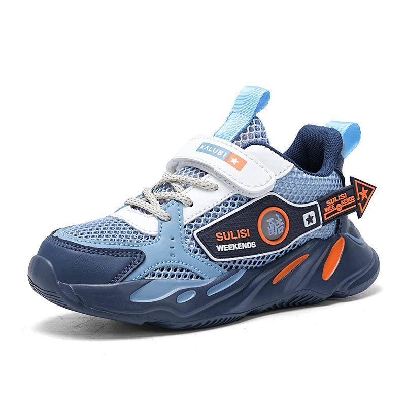 Boys' shoes summer new single-mesh breathable casual sports shoes medium and large children soft-soled lightweight running shoes boys