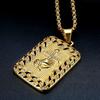Religious Praying Hands Cross Square Pendant Gold Color Stainless Steel Christian Prayer Necklaces for Men Hip Hop Jewelry Gift