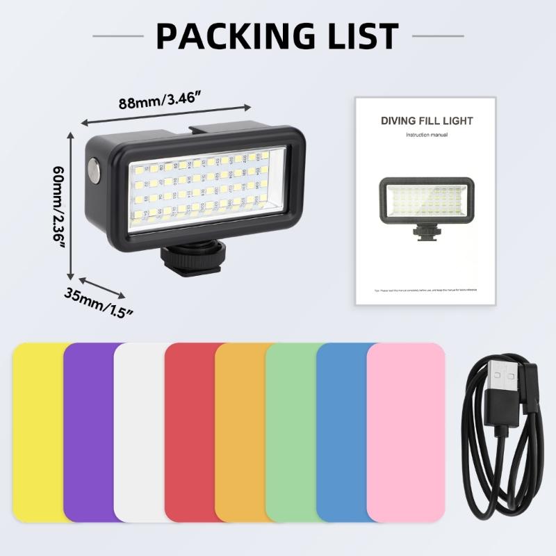 40M IPX8 Underwater LED High Power Flash Light For SLR Cameras Fill Lamp Diving Video Lights Mount