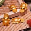 Chinesische Kultur Sammlerstück Goldene Schildkröte Feng Shui Ornament mit Kunstlederhülle, Handgefertigter Wohlstand Glücksbringer für Glück Und Wohlstand,