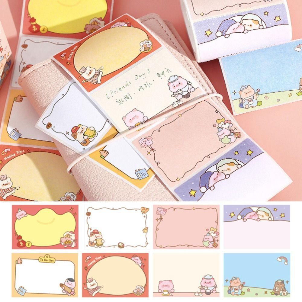 128 Sheets Aesthetic Stationery Pull-Out Label Stickers Writable Memo Pad Student
