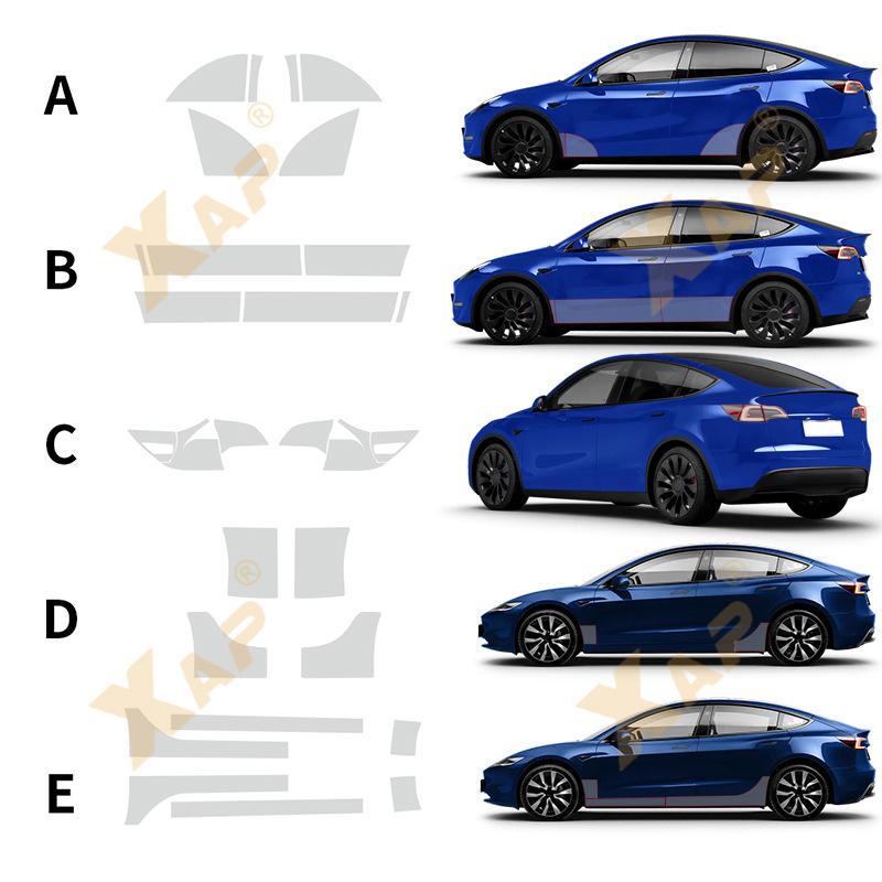 

Tesla 3/Y ТПУ Самовосстанавливающаяся Устойчивая к царапинам Пленка для треугольника двери Full Set Transparent TPU Protective Film