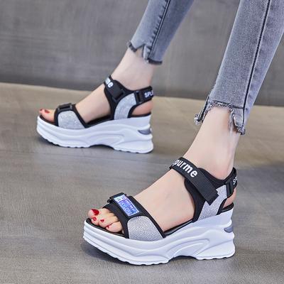 2024 Summer Hollow Thick-soled Wedge Heel Breathable Non-slip Casual Muffin Shoes 8cm Heel High Shoes Delicate Sandals