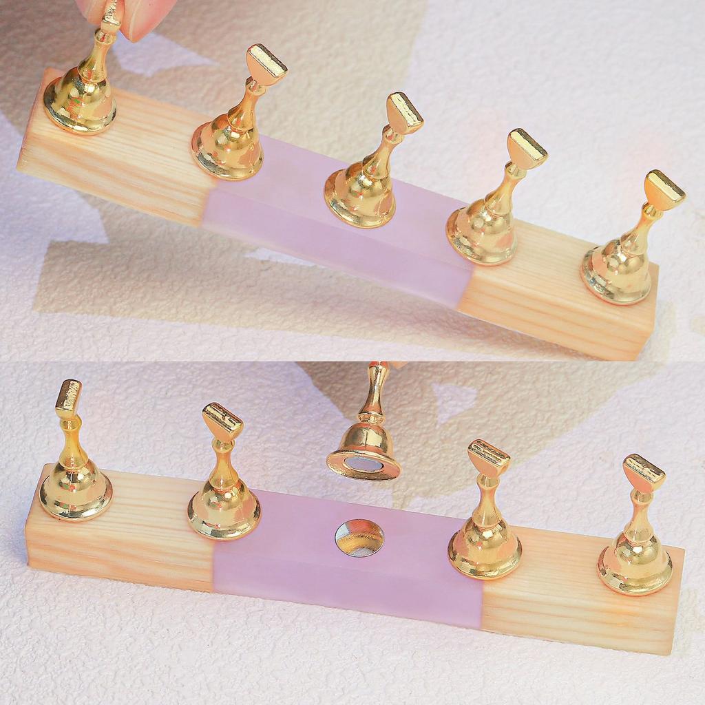Wind Log Manicure Practice Base Piece Alloy Dumb Gold Nail Holder Nail Piece Mud Clay Armor Wearing Tool