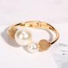 Gold Wide Cuff Bangles Jewelry Curtain Buckle Fashion Pearl Geometric Bracelet  Gifts