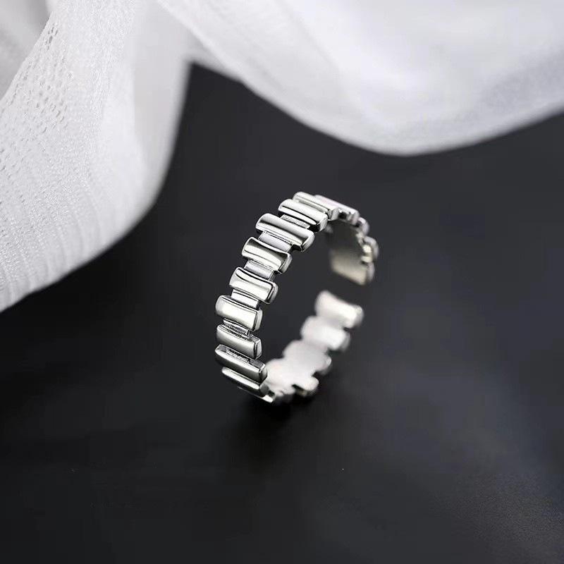S925 Silver-Plated Geometric Open Ring – Women's Light Luxury Pinky or Index Finger Band with High-End Niche Design