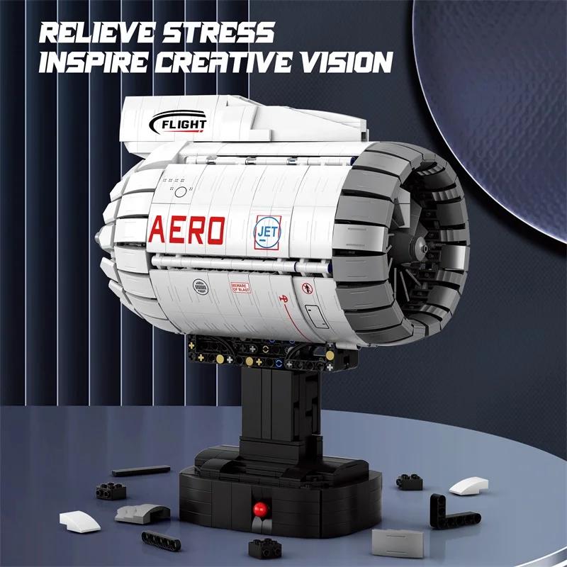 Non-Toxic 1786Pcs Aviation Turbofan Building Blocks Aircraft Engine Model Educational Diy Toy Holiday Gift For Kids Adults Desktop Deco