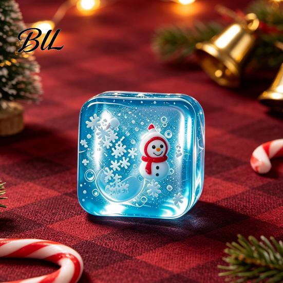 Hand Therapy Squeeze Balls Christmas Clear Cube Toy, Santa Claus Stress for Anxiety Relief Sensory Toys Reduction, Relaxation Ball Xmas Gift Toy