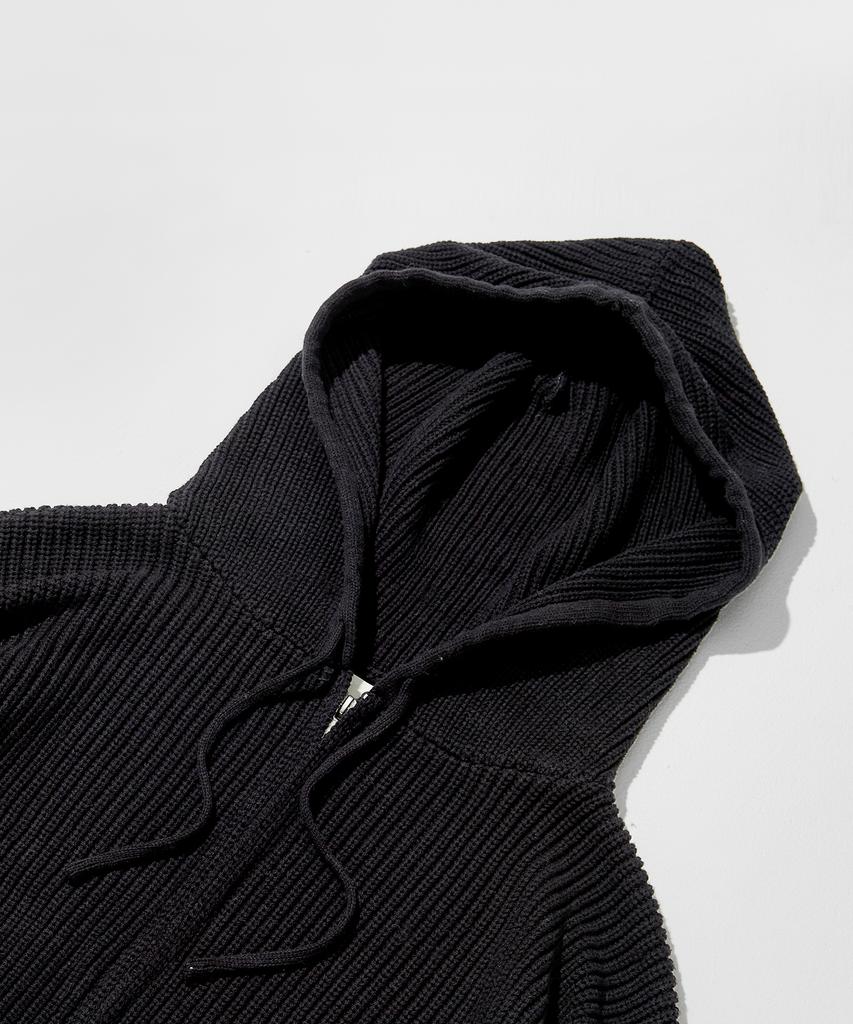 GLW Oversized Hajji Two-Way Hooded Zip-Up Knit Black
