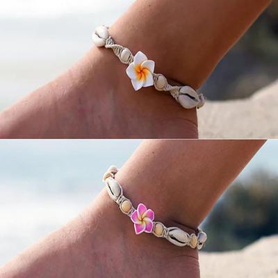 Bohemian Woven Shell Flower Ankle Bracelet Handmade Women Beach Foot Jewelry